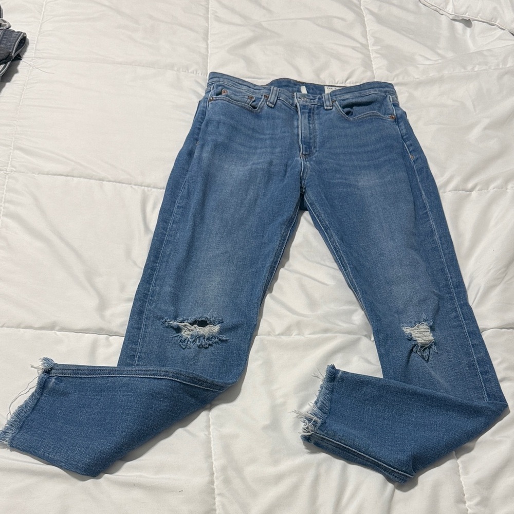 Rag & Bone Nina high rise ankle skinny Classic Blue Distressed Women Jeans